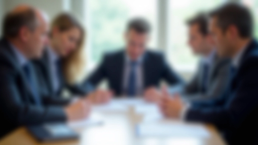 Team members reviewing written action points on notebook during business meeting