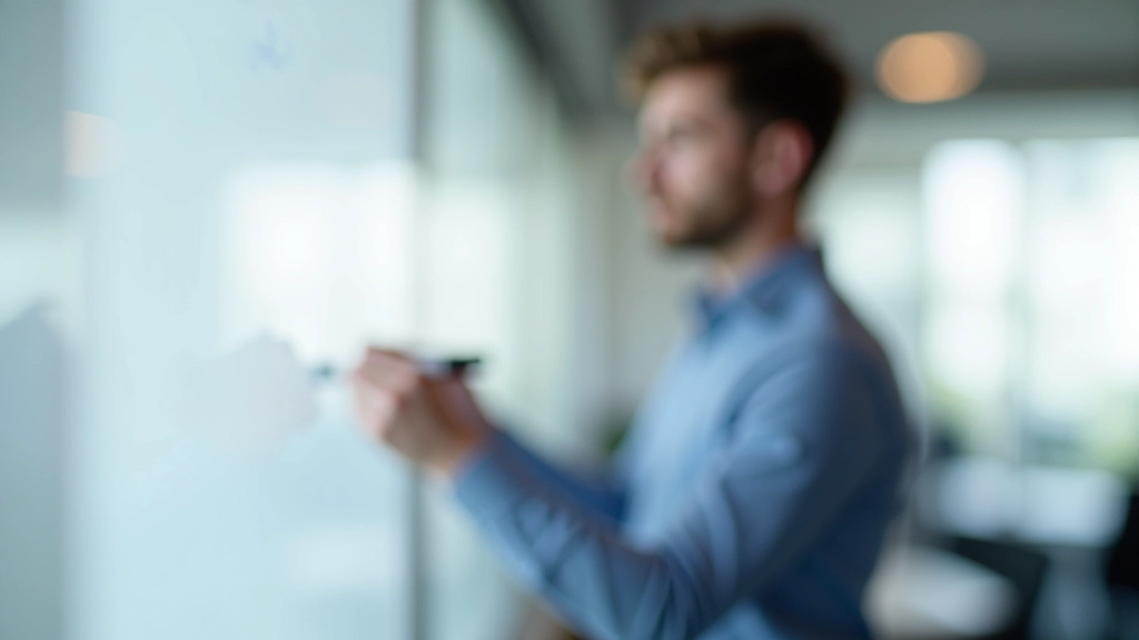 Man in business shirt writing action points in notebook